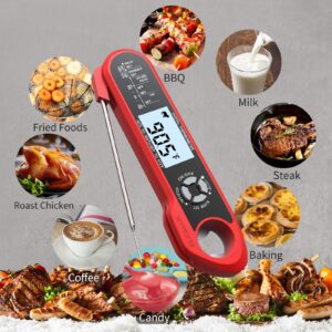 WHOUSEWE Kitchen Meat Thermometer Instant Read, 2 Probes Digital Thermometer for Cooking, Baking, Turkey, BBQ, Alarm Set, 2 in 1 Function Thermometer