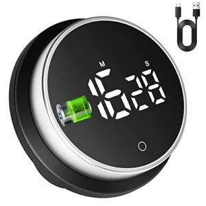geekpartn rechargeable timer-digital kitchen timer- classroom timer for kids- magnetic countdown countup timer(black)