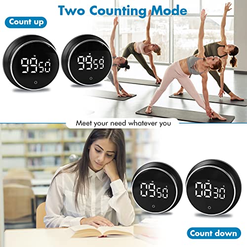 Geekpartn Rechargeable Timer-Digital Kitchen Timer- Classroom Timer for Kids- Magnetic Countdown Countup Timer(Black)