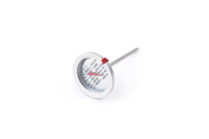 fox run stainless steel meat thermometer with internal temperature guide, 2.5 x 2.5 x 5.25 inches, metallic