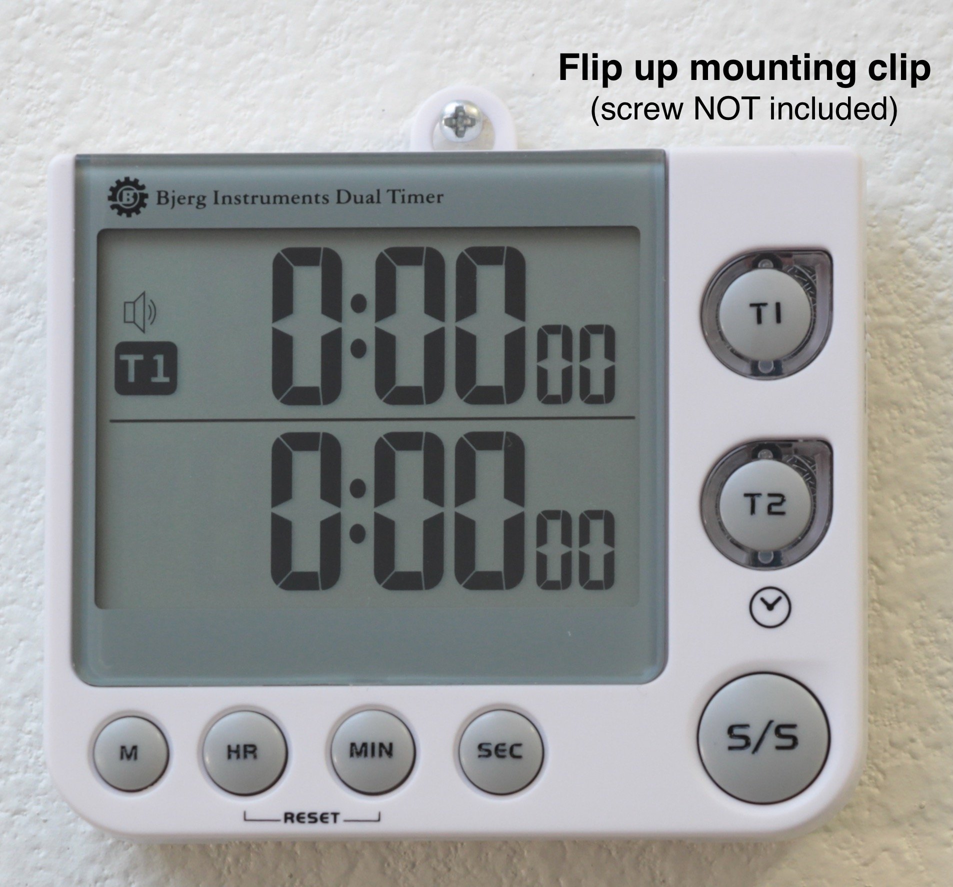 Bjerg Instruments Dual Digital Kitchen Count Up and Countdown Timer with Large Digit LCD Display