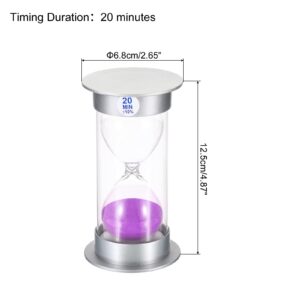 PATIKIL 20 Minute Sand Timer, Sandy Clock with Plastic Cover Count Down Sand Glass for Games, Kitchen, Party Favors DIY Decoration, Purple Sands