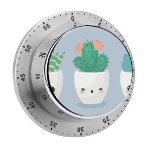 Kitchen Timer Succulent Plant Cactus Timer Magnetic Timer Mechanical Timer for Home Baking Cooking Oven