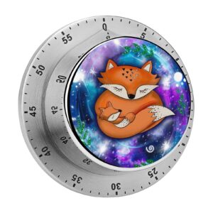 kitchen timer, kitchen timers for cooking, kitchen timer magnetic, fox with space pattern pattern waterproof time timer stainless steel multiuse for home baking cooking oven