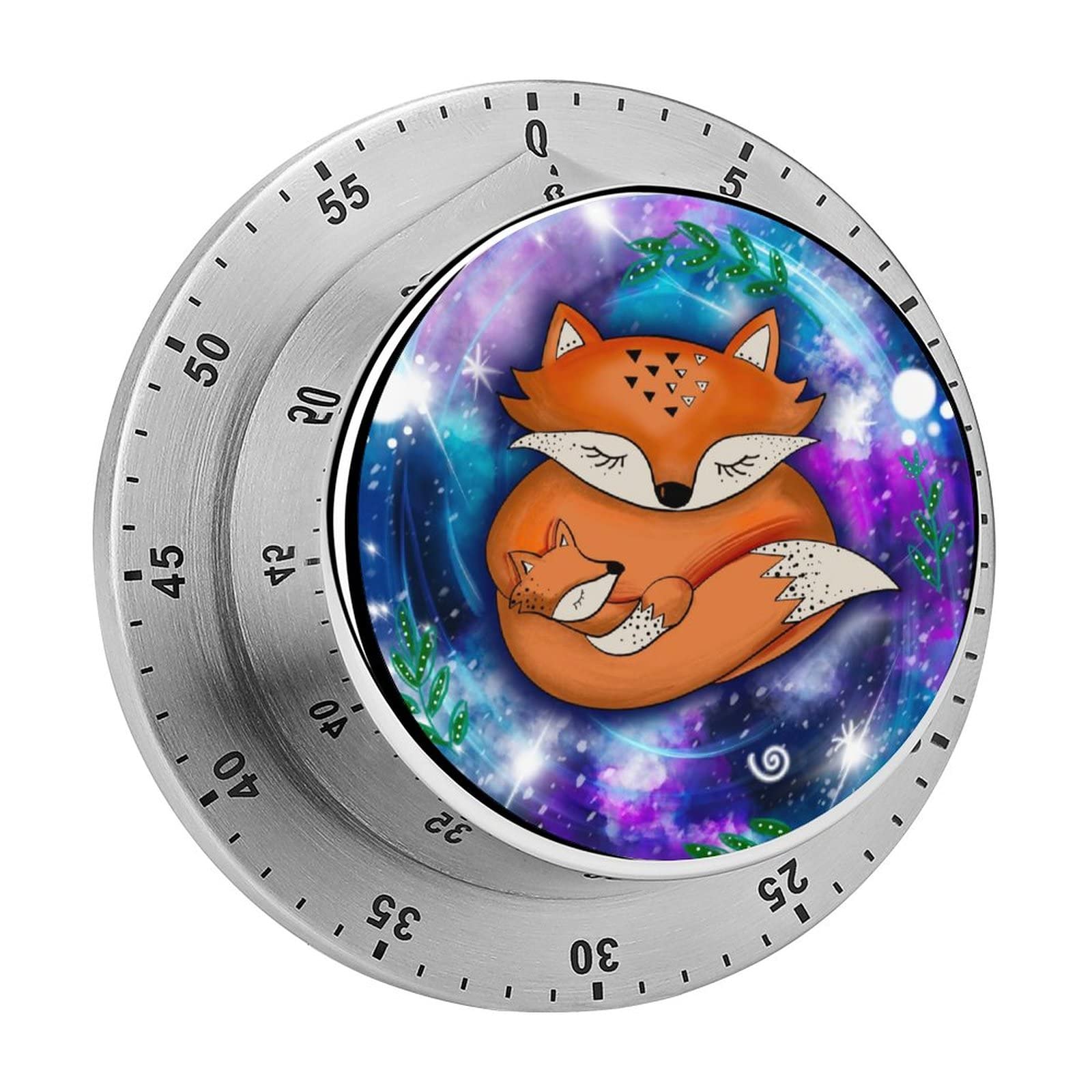 Kitchen Timer, Kitchen Timers for Cooking, Kitchen Timer Magnetic, Fox with Space Pattern Pattern Waterproof Time Timer Stainless Steel Multiuse for Home Baking Cooking Oven