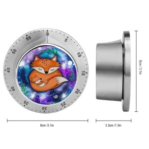 Kitchen Timer, Kitchen Timers for Cooking, Kitchen Timer Magnetic, Fox with Space Pattern Pattern Waterproof Time Timer Stainless Steel Multiuse for Home Baking Cooking Oven