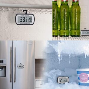 AEVETE 8 Pack Waterproof Digital Refrigerator Thermometer Large LCD, Freezer Room Thermometer with Magnetic Back, No Frills Easy to Read