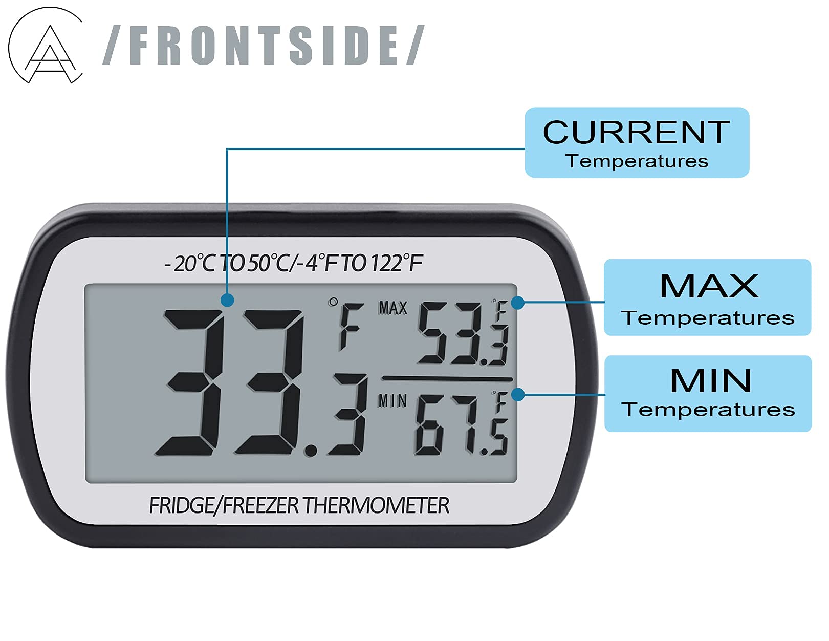 AEVETE 8 Pack Waterproof Digital Refrigerator Thermometer Large LCD, Freezer Room Thermometer with Magnetic Back, No Frills Easy to Read