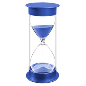 abluea sand timer with protective covering, 50 minutes plastic sand clock timing hourglass (blue caps and blue sand)