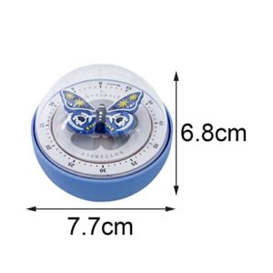 Butterfly Decoration Mechanical Kitchen Timer - Kitchen Gadget Cooking Clock Loud Alarm Counters 60 Minutes Manual Timer, Blue