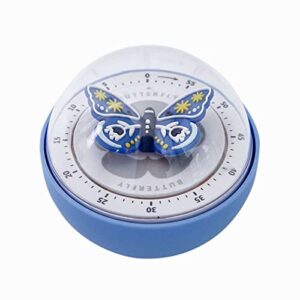 butterfly decoration mechanical kitchen timer - kitchen gadget cooking clock loud alarm counters 60 minutes manual timer, blue