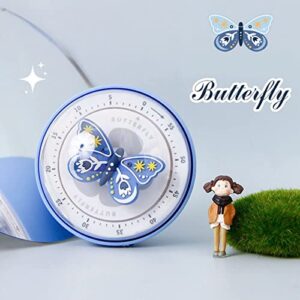 Butterfly Decoration Mechanical Kitchen Timer - Kitchen Gadget Cooking Clock Loud Alarm Counters 60 Minutes Manual Timer, Blue