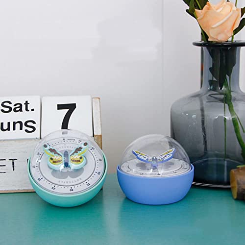 Butterfly Decoration Mechanical Kitchen Timer - Kitchen Gadget Cooking Clock Loud Alarm Counters 60 Minutes Manual Timer, Blue