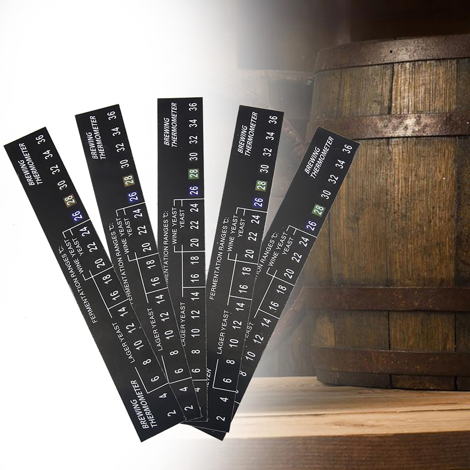 Fdit 5PCS Stick On Brewing Thermometer Adhesive LCD Thermometer Sticker for Homebrew Beer Self-Brewed Beer Thermometer Label 2-36C