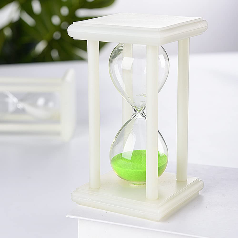 Falytemow 30 Minutes Romantic Glow-in-The-Dark Hourglass Square Shape Sand Timer Glass Sand Timer Egg Hourglass for Kitchen Child Brushing Teeth School Teaching Purple