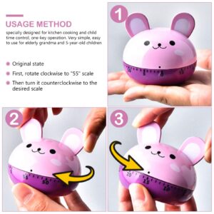 Hemoton Bunny Kitchen Timer Cartoon Animal Clock Alarm Cooking Ring Mechanical Counter Wind Up Timer Time Management Tool for Classroom or Meeting Countdown