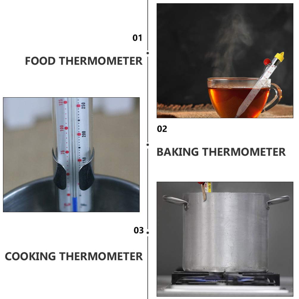 YARDWE Candy T- hermometer Syrup Jam Jelly Deep Fry Sugar Glass Temperature Monitor with Hanging Hook Pot Clip for Kitchen Food Cooking