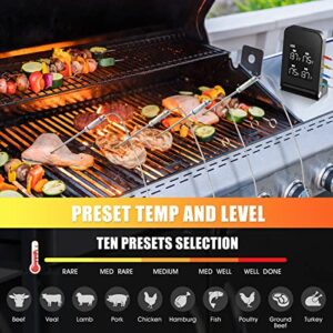 Wireless Bluetooth Meat Thermometer Probe: 4 Food Temp Probes for Cooking and Grilling - Smart Digital Internal BBQ Thermometer with App - Kitchen Temperature Monitoring for Oven Grill Barbecue Smoker