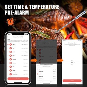 Wireless Bluetooth Meat Thermometer Probe: 4 Food Temp Probes for Cooking and Grilling - Smart Digital Internal BBQ Thermometer with App - Kitchen Temperature Monitoring for Oven Grill Barbecue Smoker