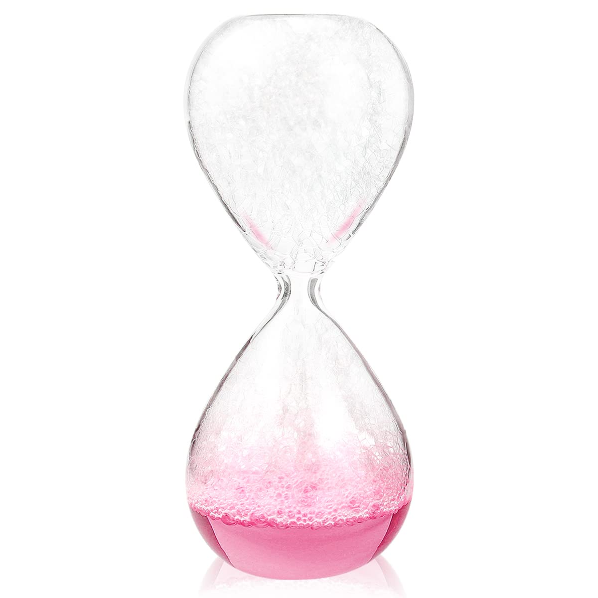 FERCAISH Bubble Liquid Glass Hourglass Timer, Creative Time Management Hourglass Table Decoration Durable Glass Construction (Pink)