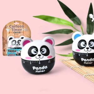 DOITOOL Kitchen Timer Cute Cartoon Animal Countdown Timer Black Panda Bear Cooking Alarm Clock for Cooking Baking Students Sport Game Reminder