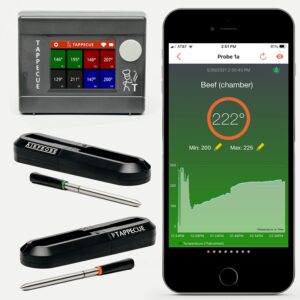 tappecue airprobe deluxe bundle - smart wifi and wireless meat thermometer for cooking, internet enabled cloud storage & alarm, works with android & ios apps