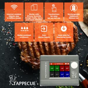 Tappecue AirProbe Deluxe Bundle - Smart WiFi and Wireless Meat Thermometer for Cooking, Internet Enabled Cloud Storage & Alarm, Works with Android & iOS Apps