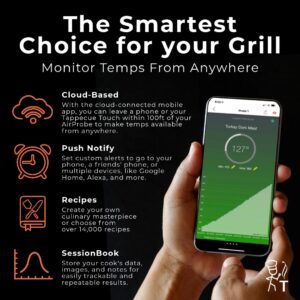 Tappecue AirProbe Deluxe Bundle - Smart WiFi and Wireless Meat Thermometer for Cooking, Internet Enabled Cloud Storage & Alarm, Works with Android & iOS Apps