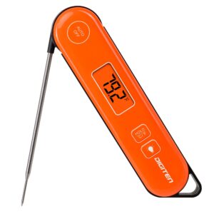 digital instant read meat thermometer, waterproof foldable probe, for bbq, kitchen, food cooking, candy making, deep fry, grill, cheese making and roast turkey, orange