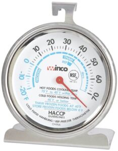 winco dial refrigerator/freezer thermometer with hook and panel base, 3-inch