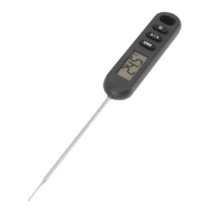 Instant Read Meat Thermometer, Long Probe Cooking Thermometer Calibration Function Accurate with Hanging Hole for Kitchen (Black)