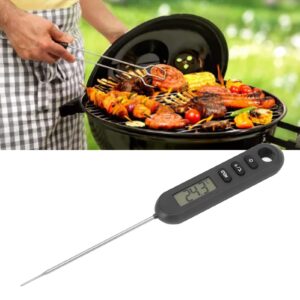 Instant Read Meat Thermometer, Long Probe Cooking Thermometer Calibration Function Accurate with Hanging Hole for Kitchen (Black)