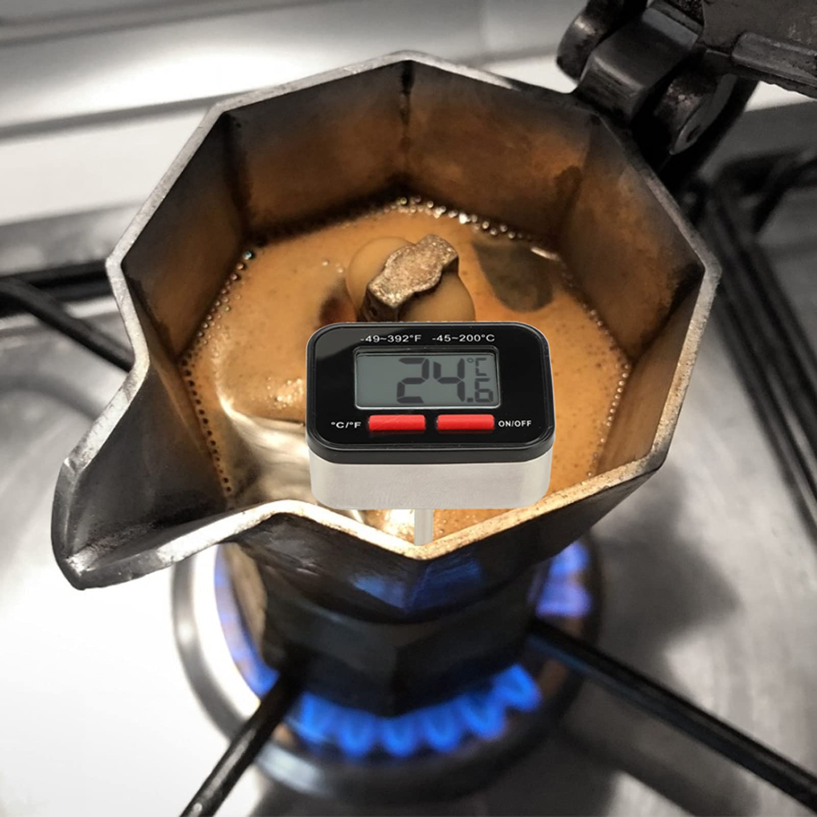 Digital Milk Thermometer Instant Read Food Thermometer Espresso Thermometer Mechanical Meat Thermometer for Kitchen Grill BBQ Turkey Sugar Milk