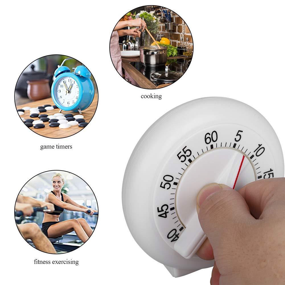 60 Minutes Kitchen Timer, Round Shape Cooking Ring, Mechanical Counter Alarm Clock Home Baking Cooking Steaming Manual Timer