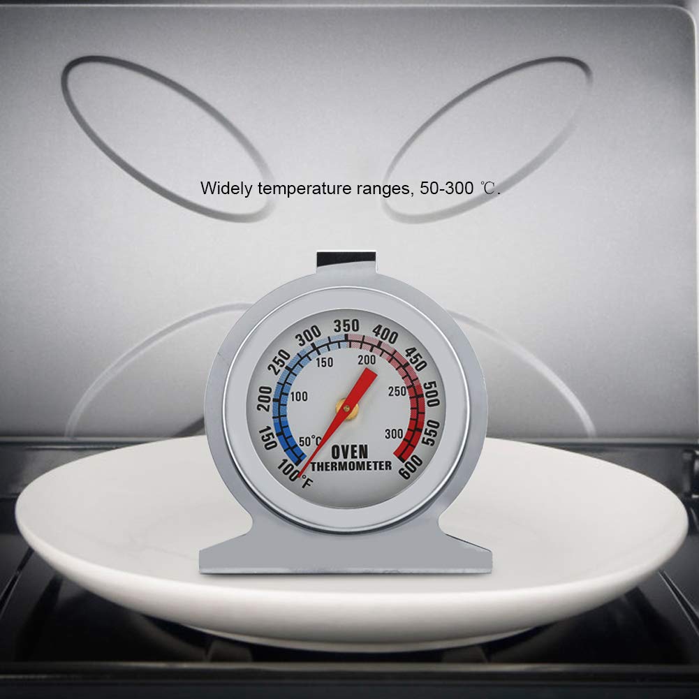 Stainless Steel Pointer Dial Oven Thermometer Instant Read Extra Large Dial Clearly Display Shows Marked Temperatures for Home Kitchens Cooking with Hook
