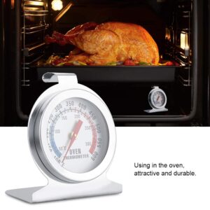 Stainless Steel Pointer Dial Oven Thermometer Instant Read Extra Large Dial Clearly Display Shows Marked Temperatures for Home Kitchens Cooking with Hook