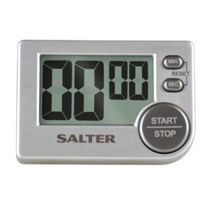 Salter 397 SVXR Electric Timer, Digital Stopwatch, Memory Function, Magnetic or Self Standing, Stick on Fridge, Count Up/Down, 99 Min 59 Sec, Beeper Sound, Start/Stop Button, Grey,1.5D x 5.2W x 7.6Hcm