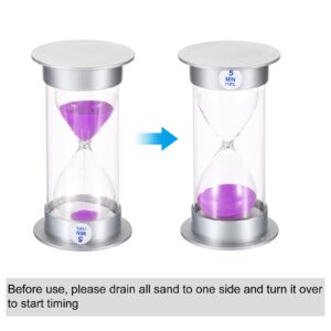 PATIKIL 5 Minute Sand Timer, Sandy Clock with Plastic Cover Count Down Sand Glass for Games, Kitchen, Party Favors DIY Decoration, Blue Sands