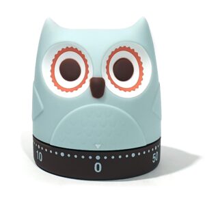 cartoon owl chick mechanical timers 60 minutes kitchen cooking timer clock loud alarm counters mini size manual no batteries required, 100% mechanical - magnetic backing, timer for study. (owl)