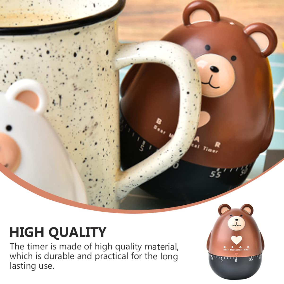 TEM Bear Timer Alarm Watch Cute Timer Kitchen Reminder Timer for Baking Kitchen Countdown Timer Animal Cooking Clock Digital Timers Timer Device Cartoon Student Abs Tool