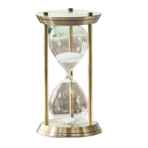 hourglass sand timer 15/30/60 minutes, sand clock sand watch, metal sandglass timer with white sand for christmas gifts wedding home desk office classroom decor,gold 60min