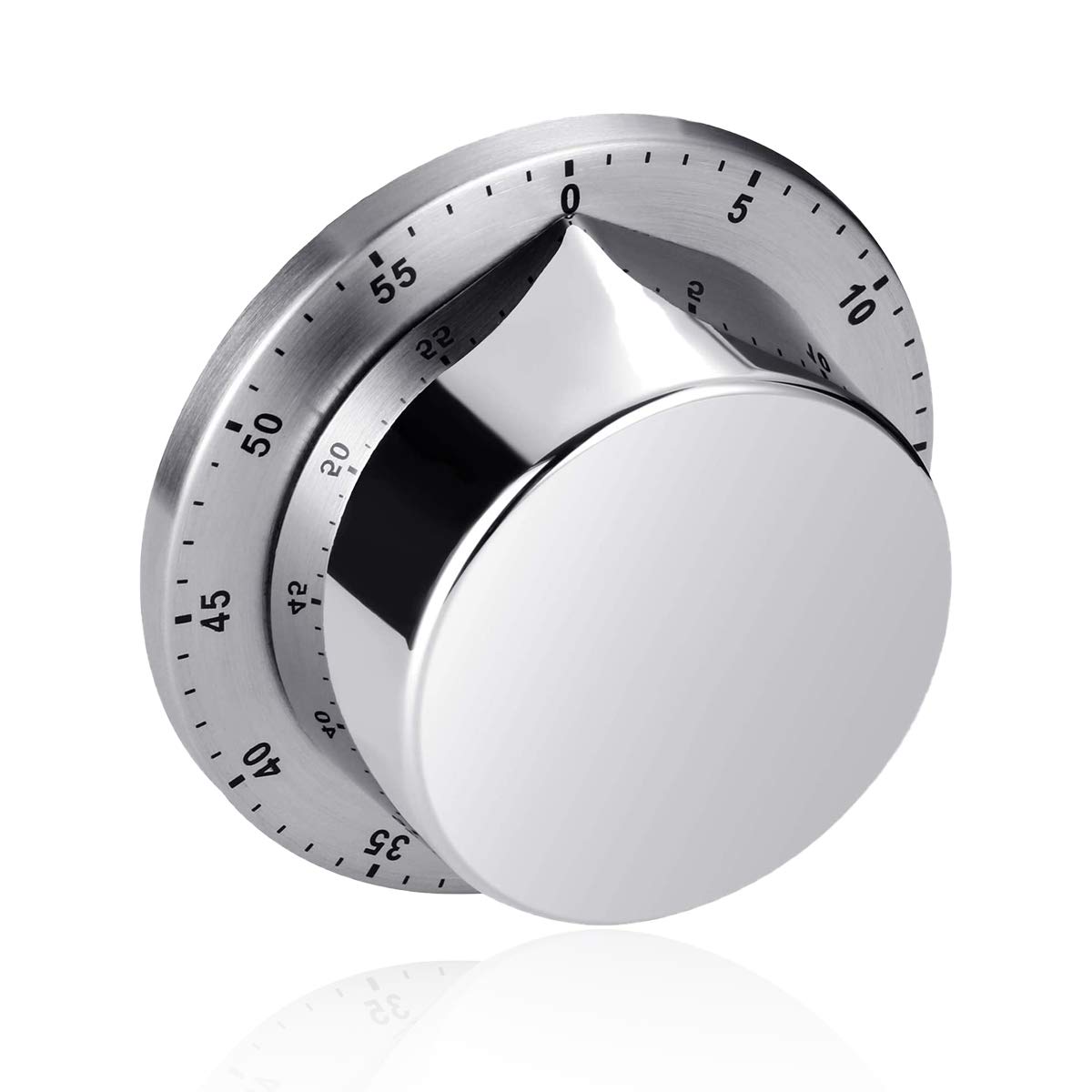 Kitchen Timer，Magnetic Kitchen Timer Kitchen Cooking Timer Clock with Bell Alarm Clock,No Battery Needed,100% Mechanical-Magnetic Backing, Exquisite Stainless Steel Body, Countdown Reminder, (Round)