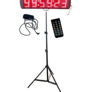 GOODRELIISH Large Red Color LED Race Timing Clock with Tripod 5-inch High Character for Semi-outdoor Countdown/up Timer Running Events IR Remote Control