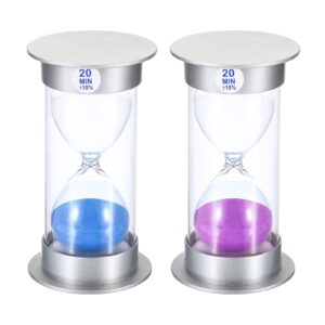 patikil 20 minute sand timer, sandy clock with plastic cover count down sand glass for games, kitchen, party favors diy decoration, blue, purple sands