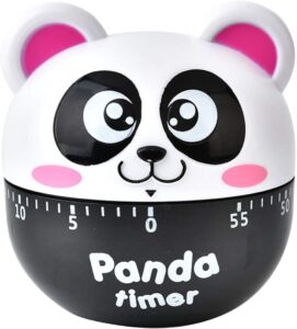 cartoon timer cute mechanical timer alarm for home and kitchen, cooking, baking, 60 minutes,2.7inch (panda)