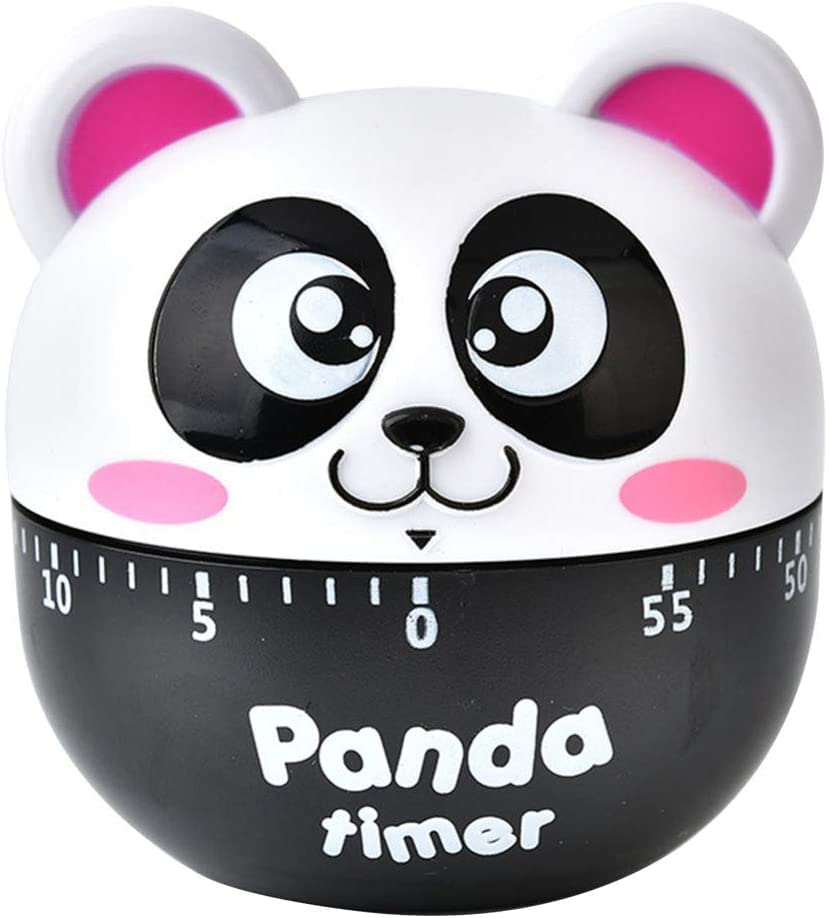 Cartoon Timer Cute Mechanical Timer Alarm for Home and Kitchen, Cooking, Baking, 60 Minutes,2.7inch (Panda)