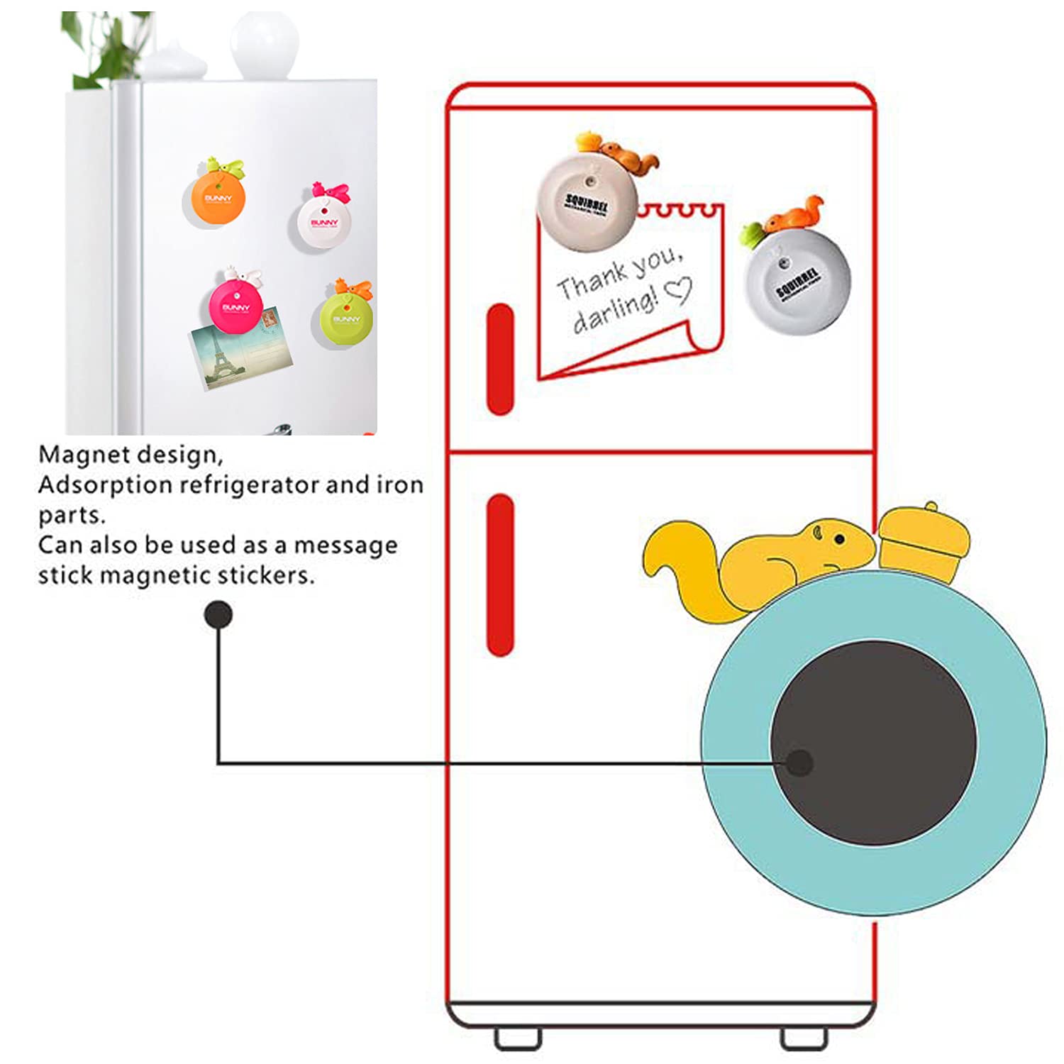 Rabbit Mechanical Timer Magnet Sticker Kitchen Timer Reminder (Green)