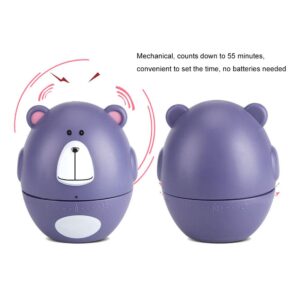 Kitchen Timer, Cute Cartoon Kitchen Timers for Cooking, Teacher Supplies for Classroom, Mechanical 55 Minutes Clock Loud Alarm Counters Mini Size Manual Timer(Purple Bear)