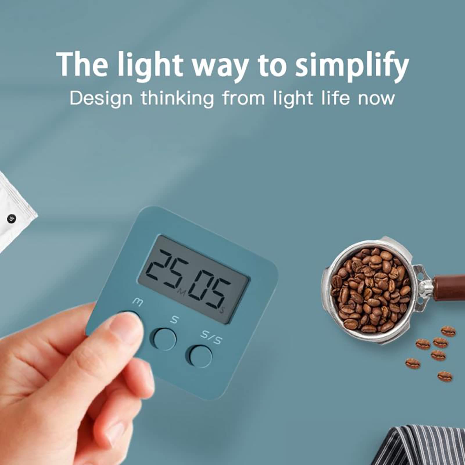 Digital Kitchen Timer, Large Font, Loud Alarm Reminder Pocket Timer for Study, Cooking, Work Out, Gaming, Bathing Blue Single