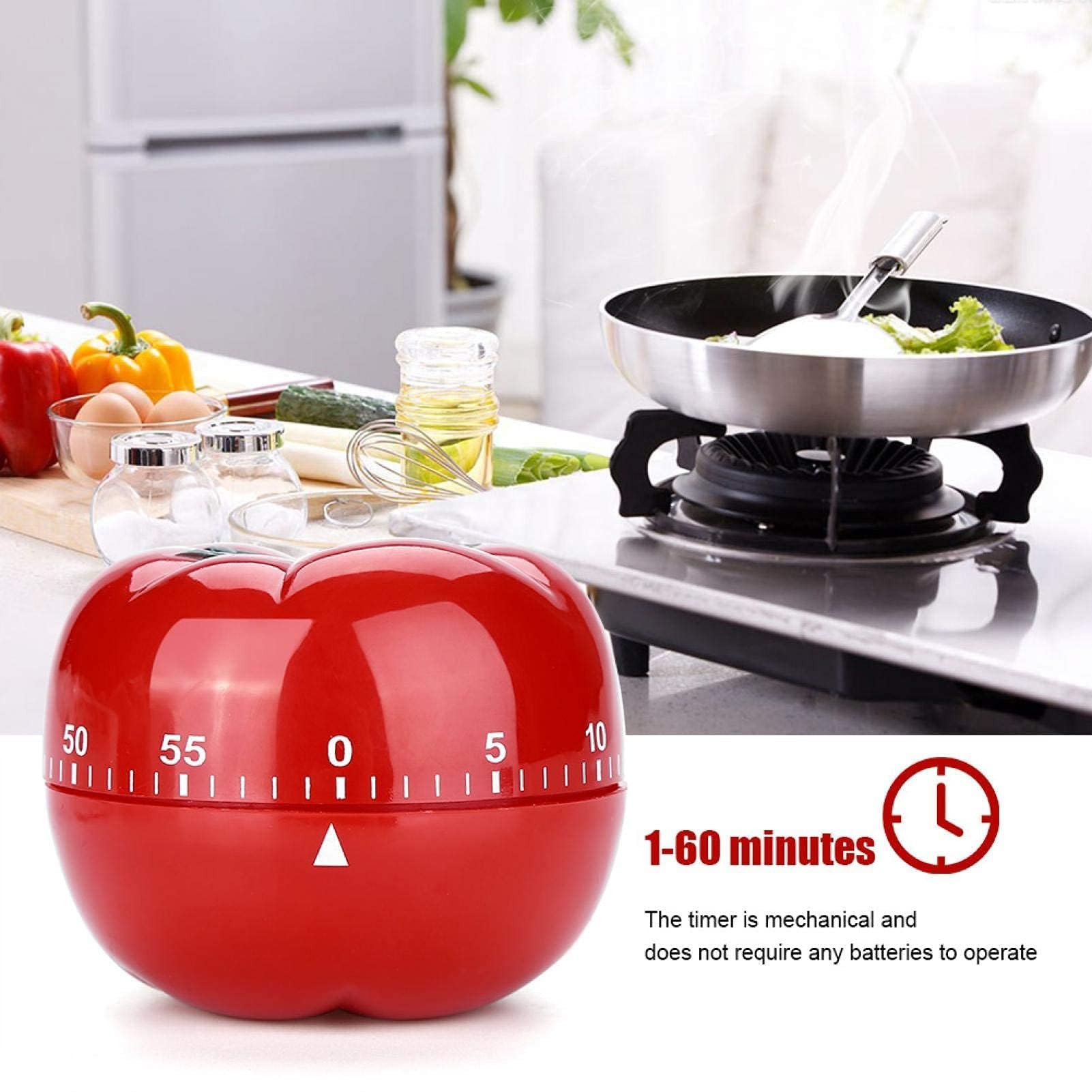 60 Minutes Kitchen Timer, Cute Tomato Timer Mechanical Countdown Hour Meter for Cooking Homework Baking Learning(L)